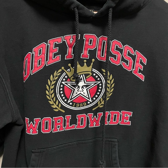 Obey Worldwide Vintage Black Hoodie Men’s Medium - Picture 4 of 12